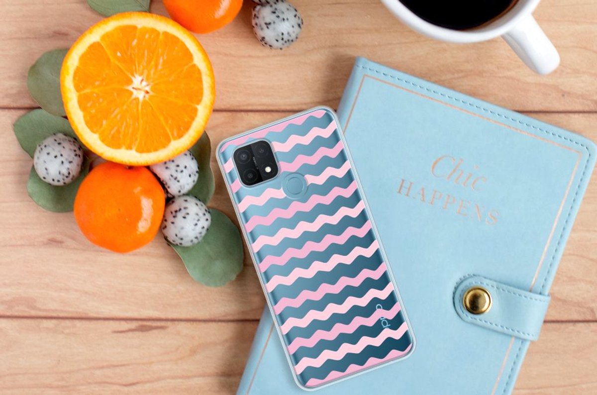 OPPO A15 TPU bumper Waves Roze