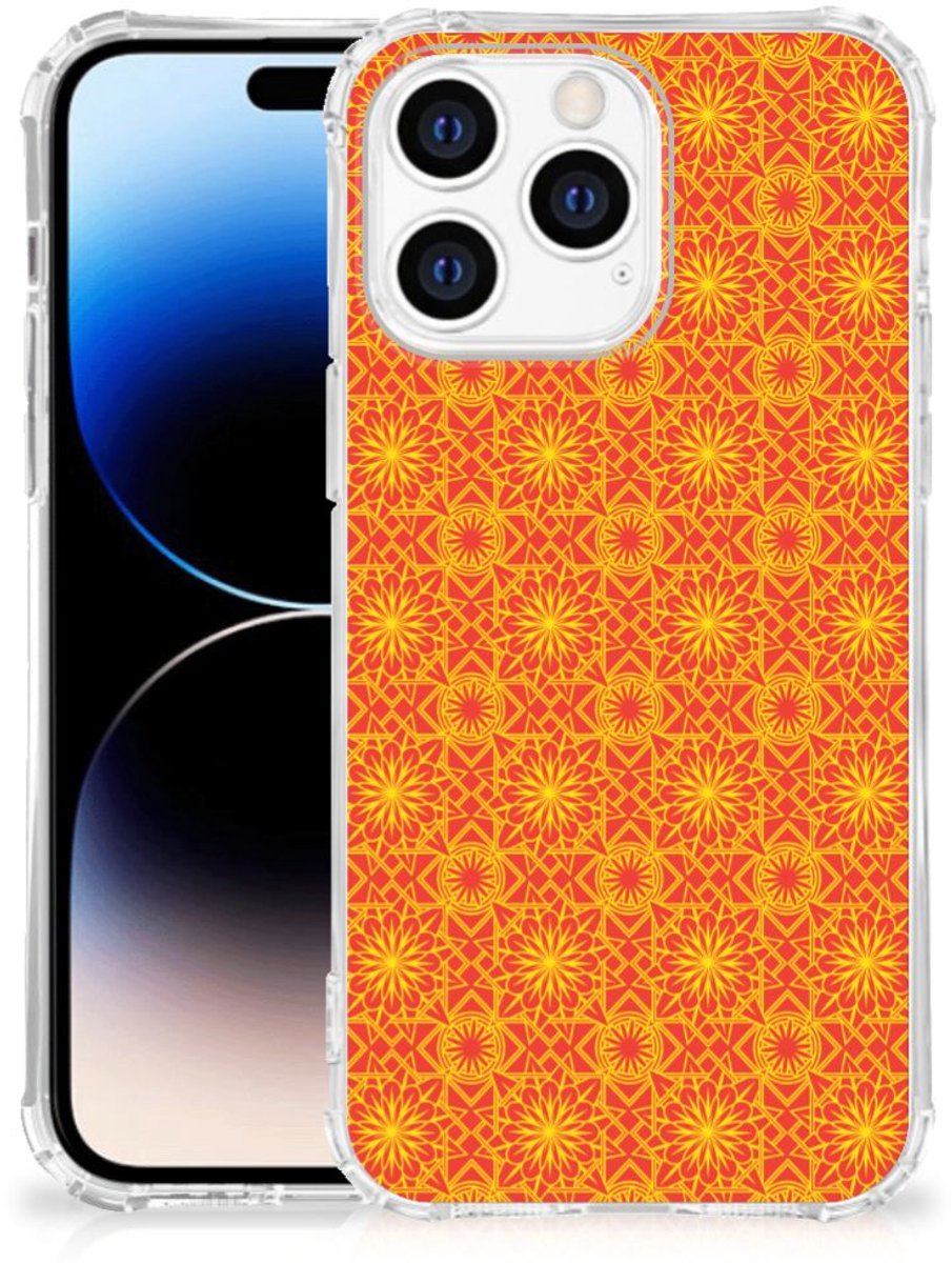 Apple iPhone 14 Pro Max Doorzichtige Silicone Hoesje Batik Oranje