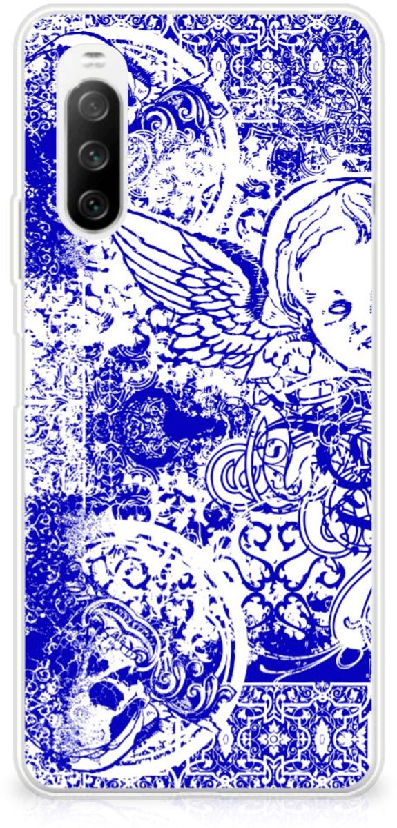 Back Cover voor Silicone Back Case Sony Xperia 10 III Angel Skull Blauw