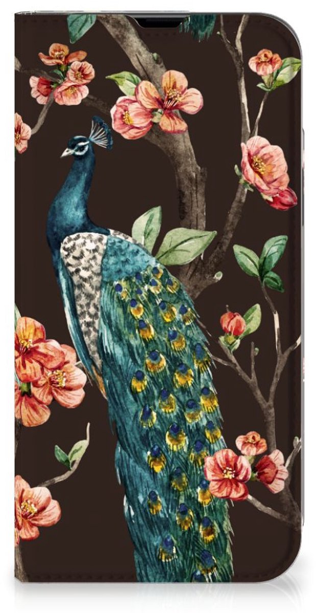 iPhone 13 Pro Max Hoesje maken Pauw met Bloemen