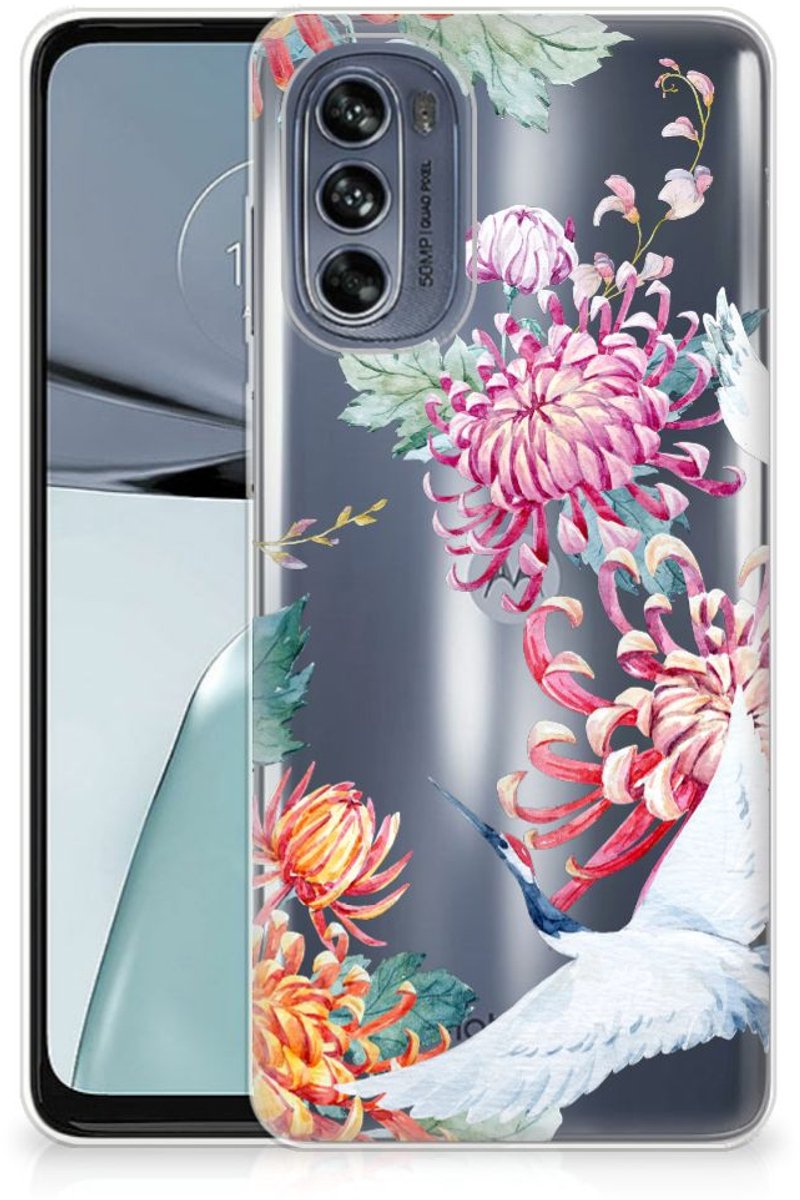 Motorola Moto G62 5G TPU Hoesje Bird Flowers