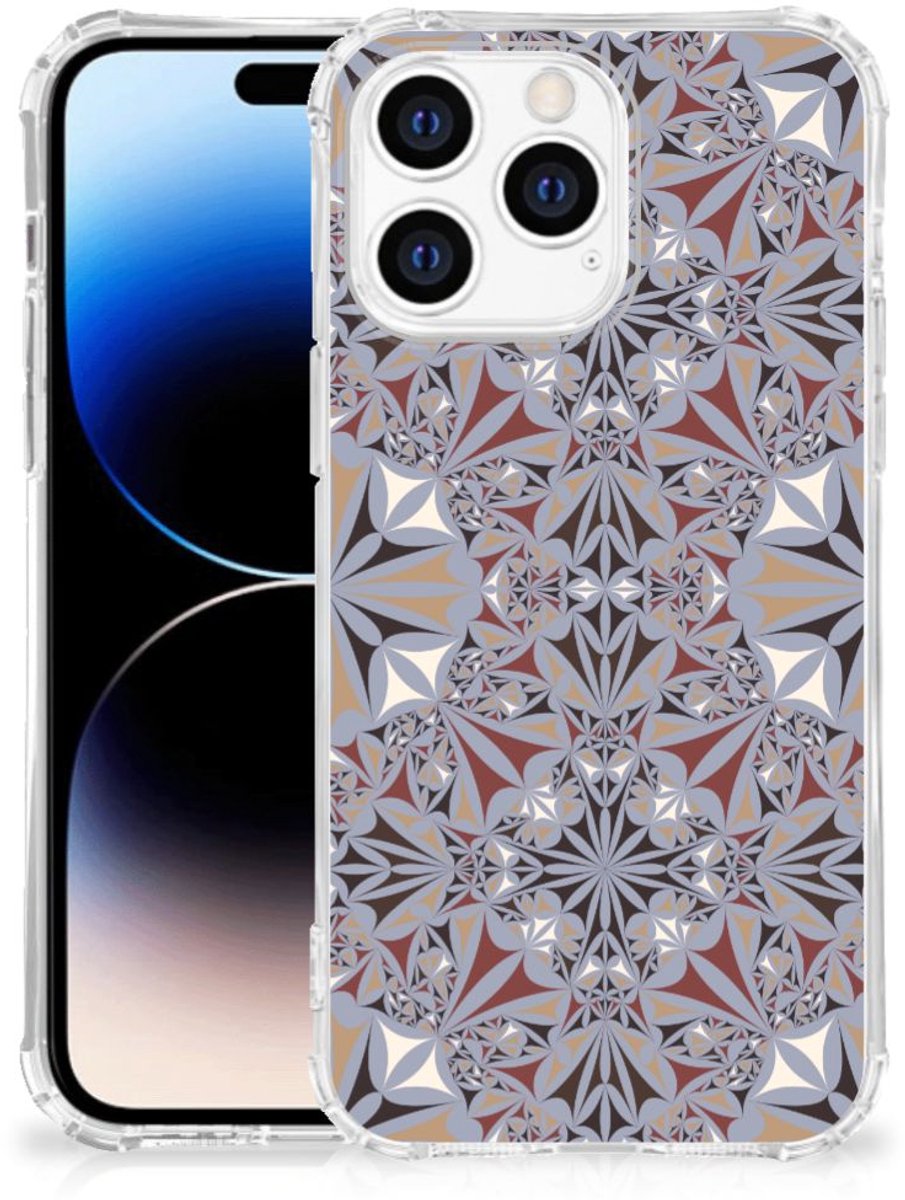 Apple iPhone 14 Pro Max Anti-Shock Hoesje Flower Tiles