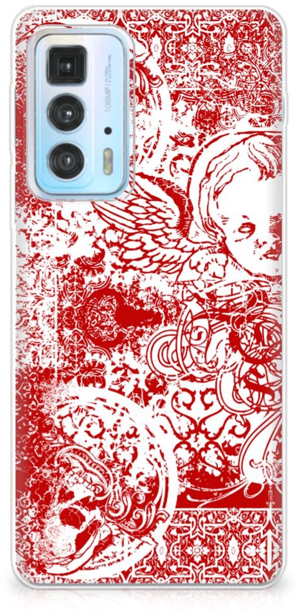 Silicone Back Case Motorola Edge 20 Pro Angel Skull Rood