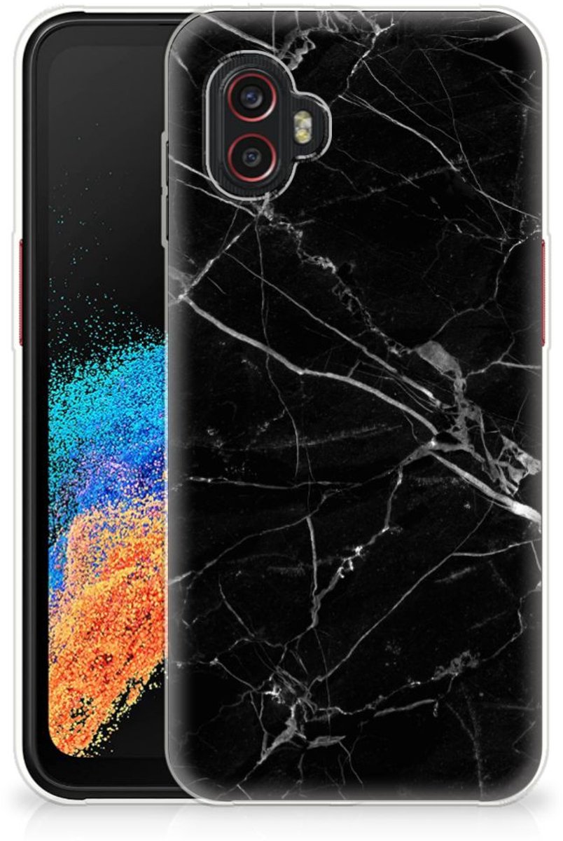 Samsung Galaxy Xcover 6 Pro TPU Siliconen Hoesje Marmer Zwart - Origineel Cadeau Vader