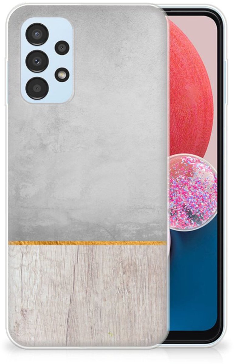 Samsung Galaxy A13 4G Bumper Hoesje Wood Concrete
