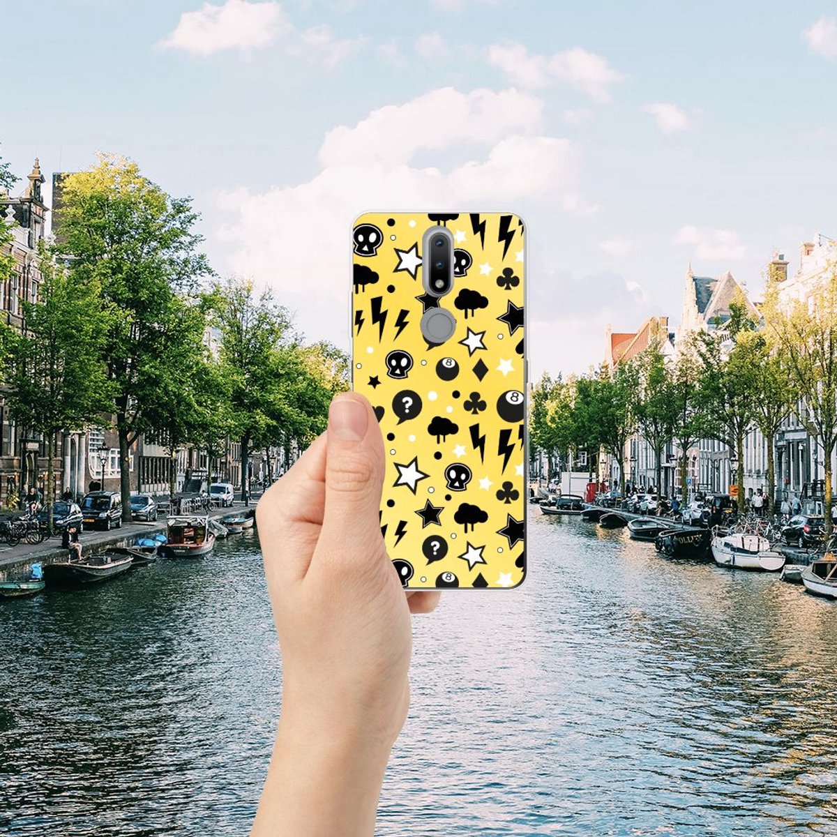 Silicone Back Case Nokia 2.4 Punk Geel