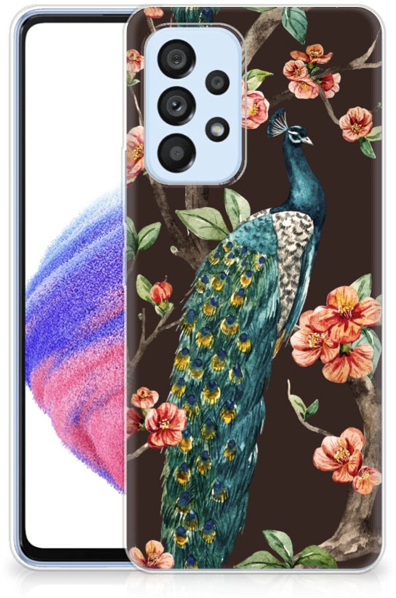Samsung Galaxy A53 5G TPU Hoesje Pauw met Bloemen
