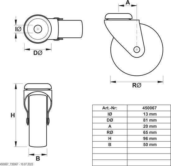 Roulette Dörner Helmer Dörner Helmer 4 Roulettes Pivotantes Avec Blocage Total, Bandages Roue Pour Chariot