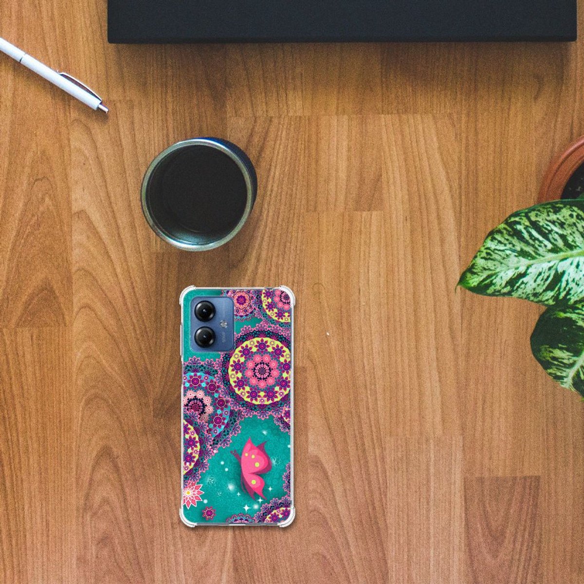 Motorola Moto G14 Back Cover Cirkels en Vlinders