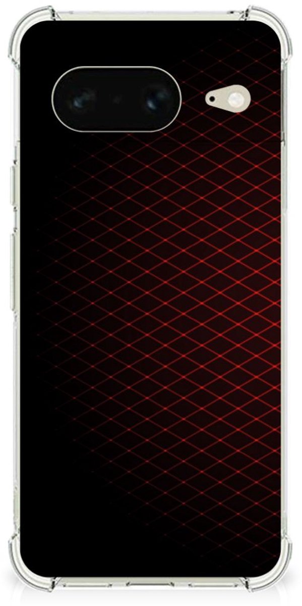 Google Pixel 8 Doorzichtige Silicone Hoesje Geruit Rood