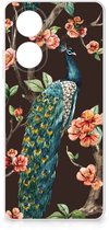 OPPO A58 4G TPU Hoesje Pauw met Bloemen