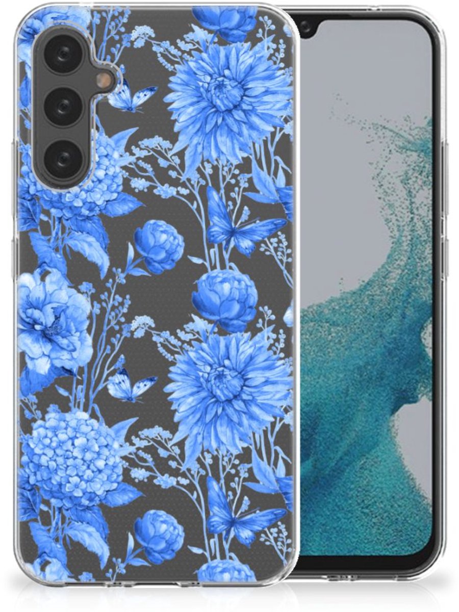 TPU Case voor Samsung Galaxy A34 Flowers Blue