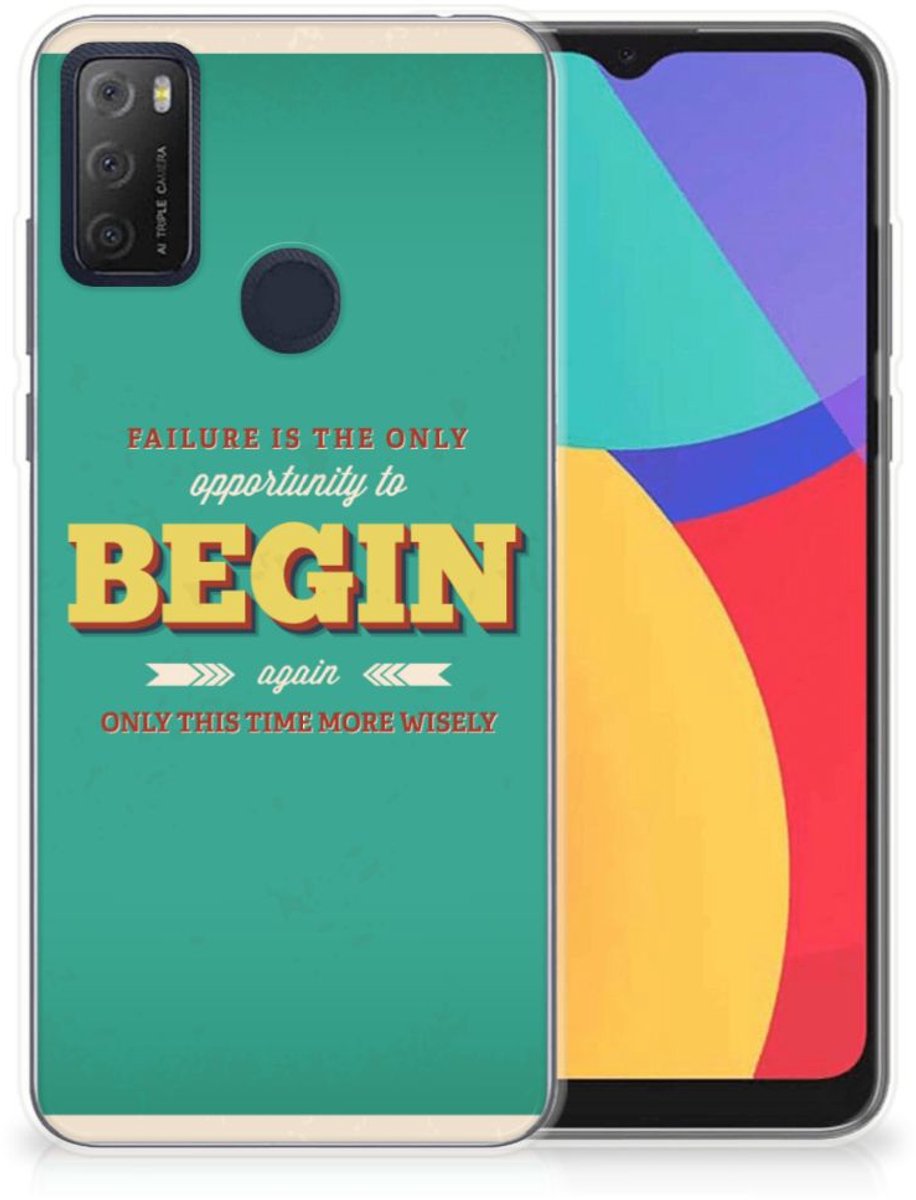 Alcatel 1S (2021) Siliconen hoesje met naam Quote Begin