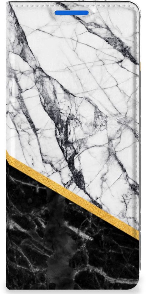 OPPO Reno 6 Pro Plus 5G Standcase Marmer Wit Zwart - Origineel Cadeau Man