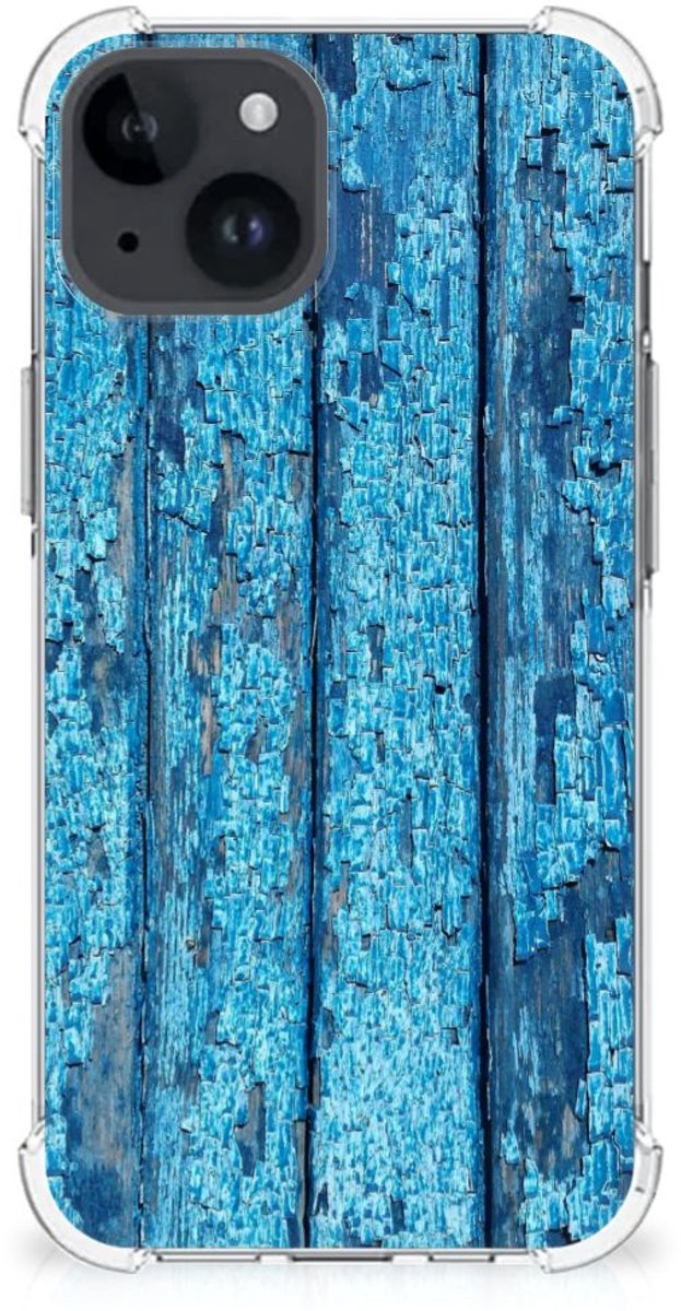iPhone 15 Stevig Telefoonhoesje Wood Blue
