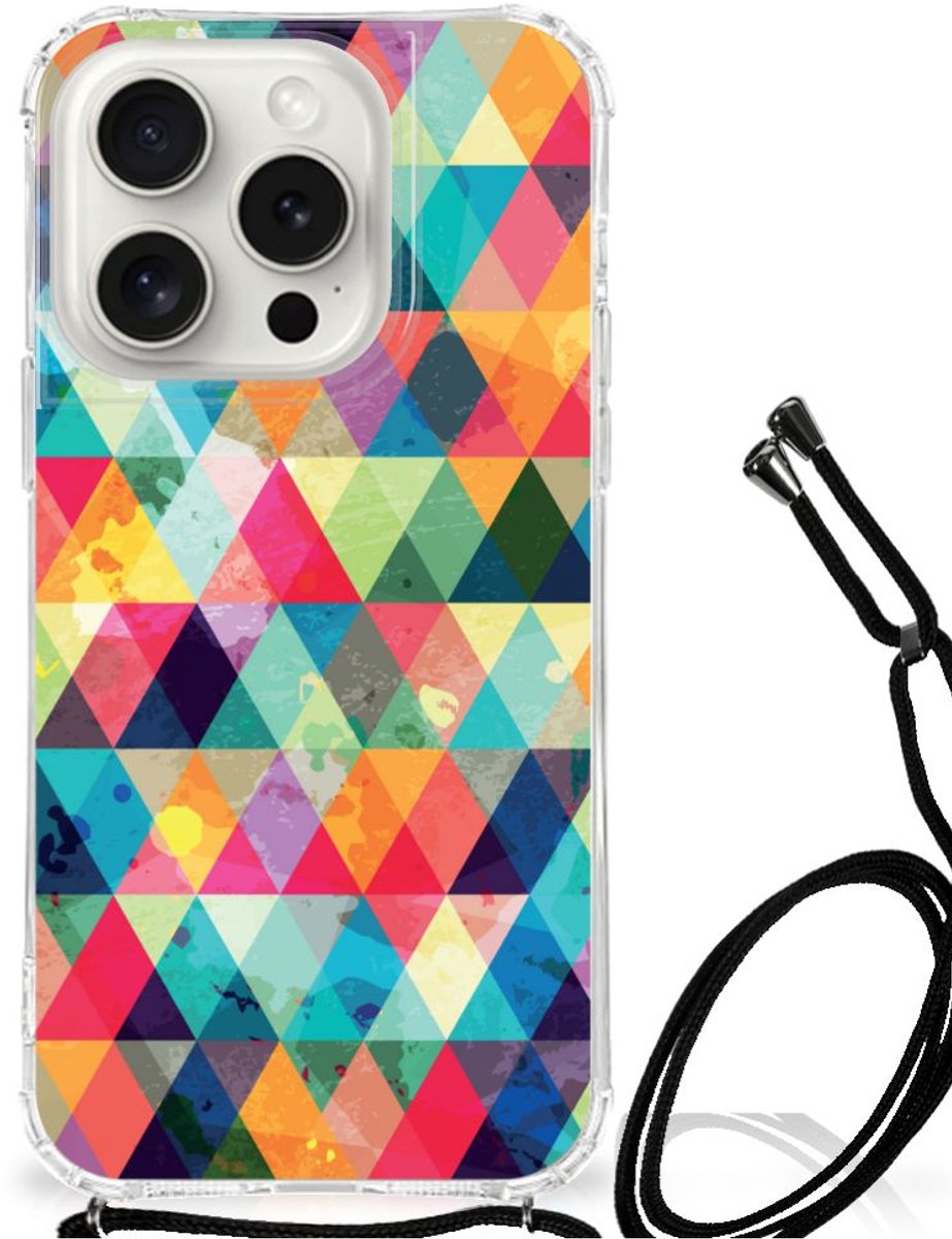iPhone 15 Pro Doorzichtige Silicone Hoesje Geruit