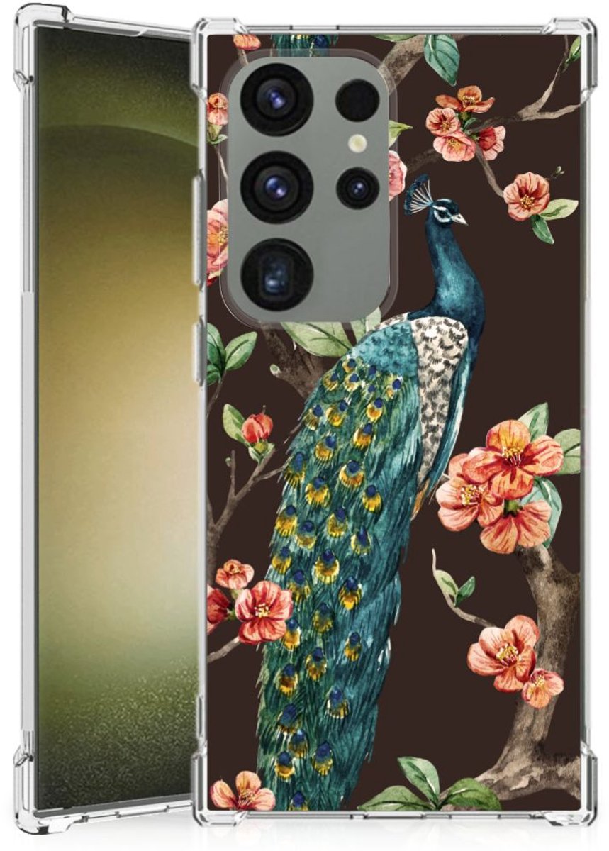 Samsung Galaxy S24 Ultra Case Anti-shock Pauw met Bloemen