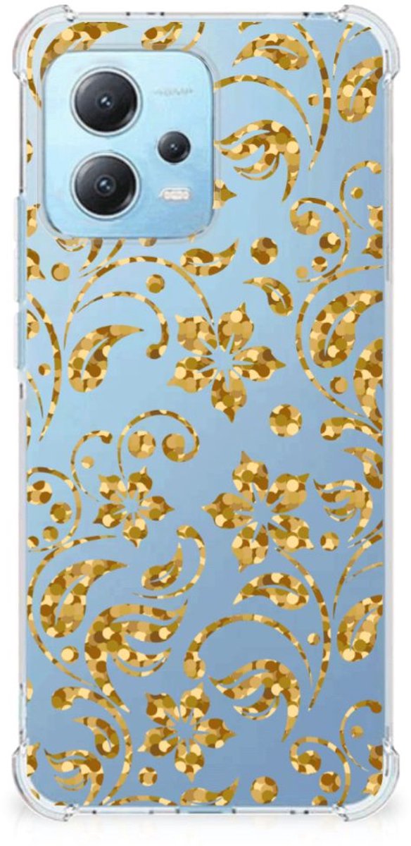 Xiaomi Redmi Note 12 5G Case Gouden Bloemen