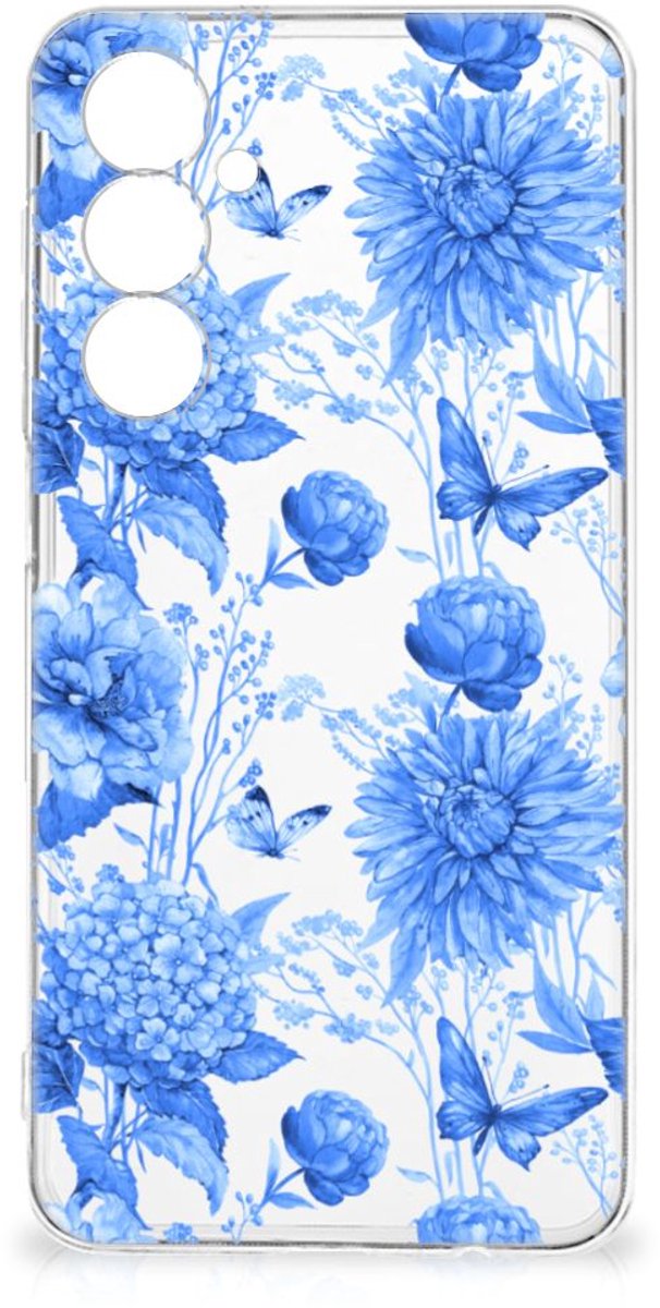 TPU Case voor Samsung Galaxy A54 5G Flowers Blue