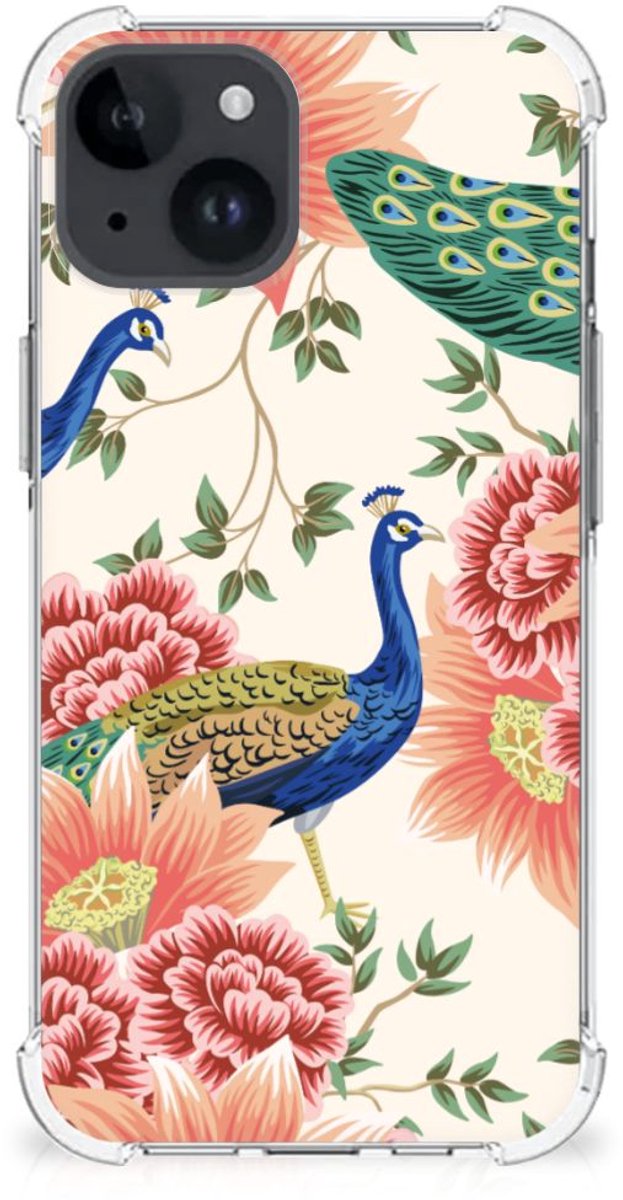 Case Anti-shock voor iPhone 15 Pink Peacock