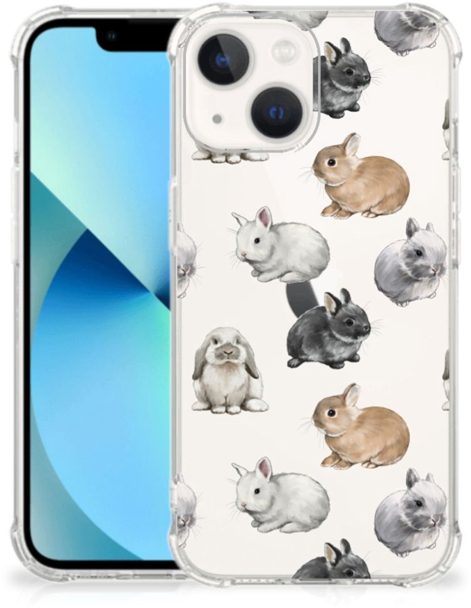 Case Anti-shock voor iPhone 13 mini Konijntjes