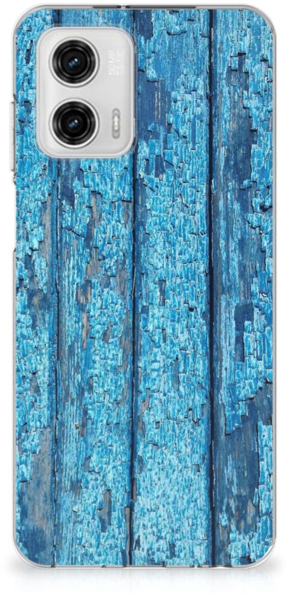 Back Cover voor Motorola Moto G73 Bumper Hoesje Wood Blue