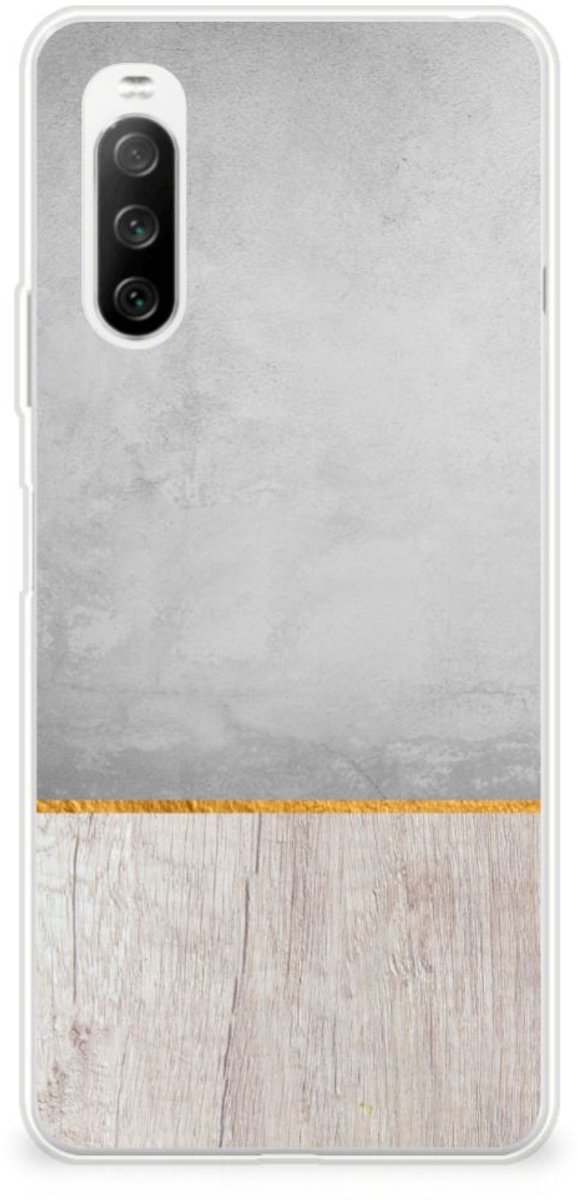 Sony Xperia 10 III Bumper Hoesje Wood Concrete