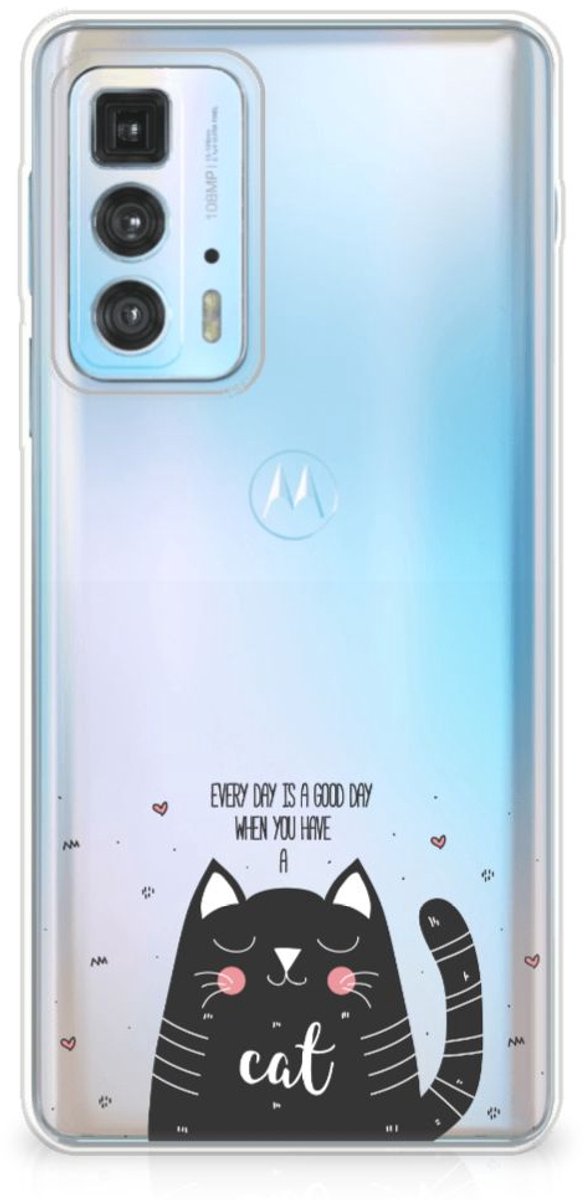 Motorola Edge 20 Pro Telefoonhoesje met Naam Cat Good Day