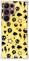 Coque Samsung Galaxy S23 Ultra Coque pour téléphone portable avec bord transparent Punk Yellow
