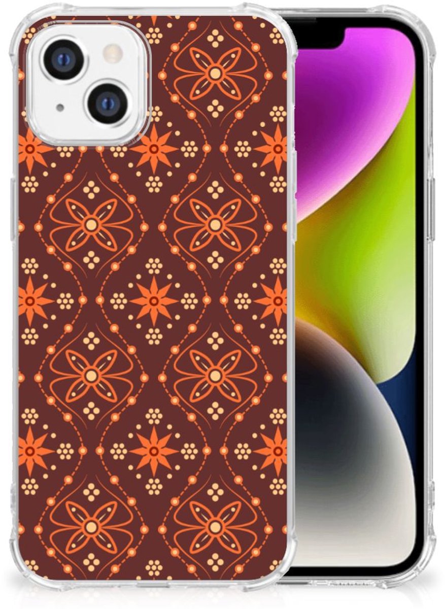 iPhone 14 Doorzichtige Silicone Hoesje Batik Brown