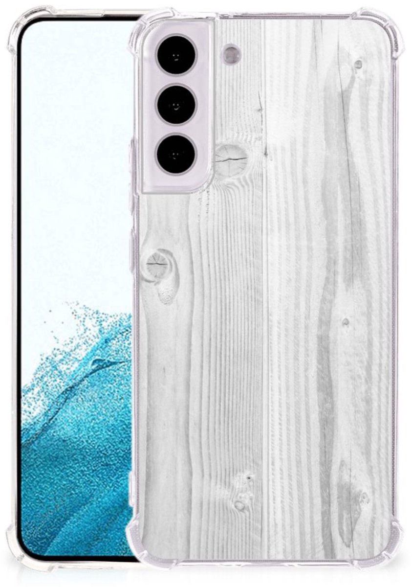 Samsung Galaxy S22 Plus Stevig Telefoonhoesje White Wood