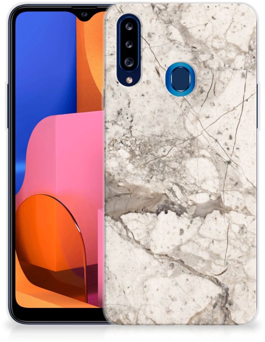 Samsung Galaxy A20s TPU Siliconen Hoesje Marmer Beige