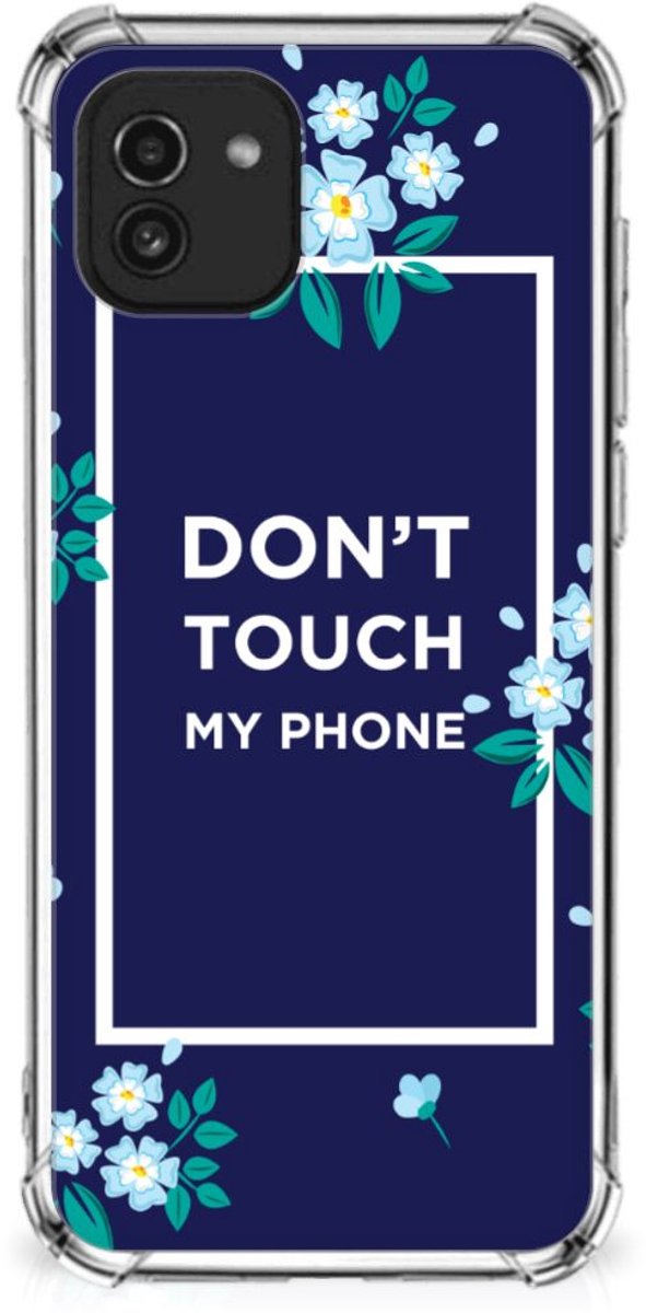 Samsung Galaxy A03 Anti Shock Case Flowers Blue DTMP