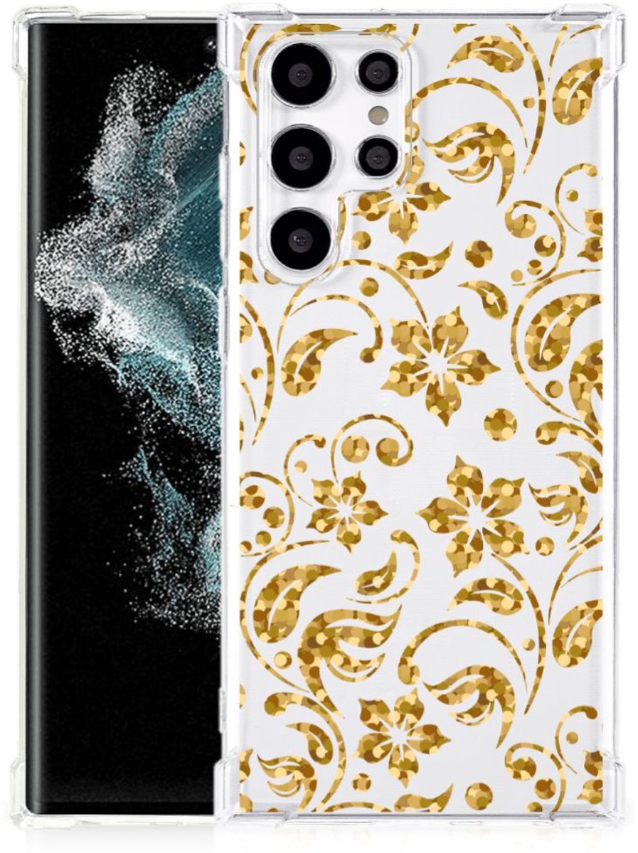 Samsung Galaxy S22 Ultra Case Gouden Bloemen