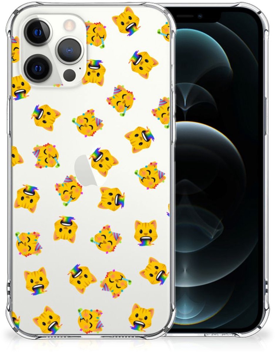 Doorzichtige Silicone Hoesje voor iPhone 12 Pro Max Katten Emojis