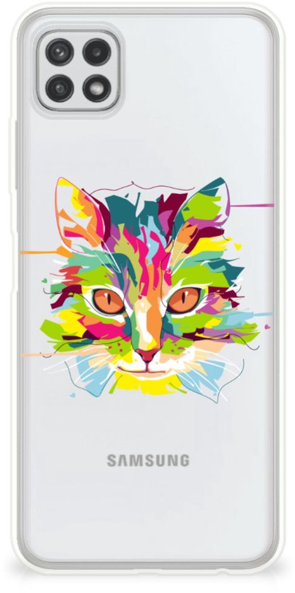 Samsung Galaxy A22 5G Telefoonhoesje met Naam Cat Color