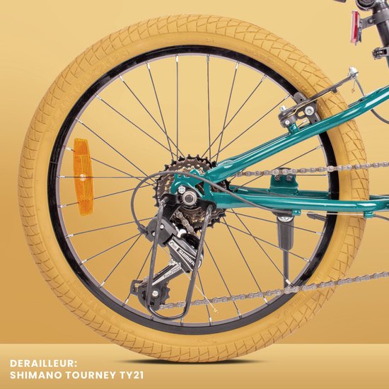 Vélo pour enfants Verdant Bike pour garçons, 20 pouces vert, taille de roue sélectionnable parmi 6 vitesses Shimano de 6 à 10 ans, réglable en hauteur