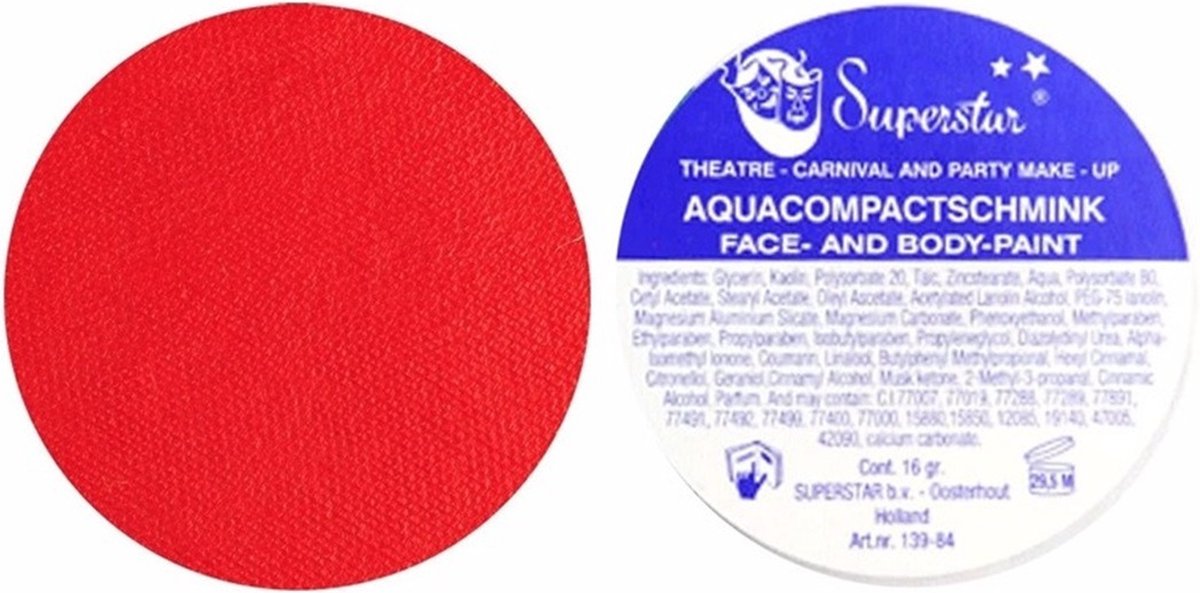 Superstar Schmink - Aqua Facepaint - Vuur Rood - 035 — afbeelding 2