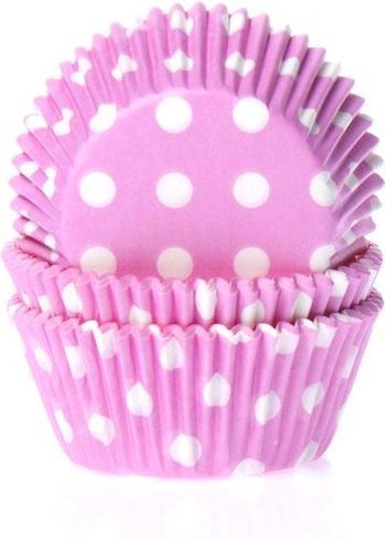 House of Marie Cupcake Vormpjes Stip Baby Roze pk/50 bol