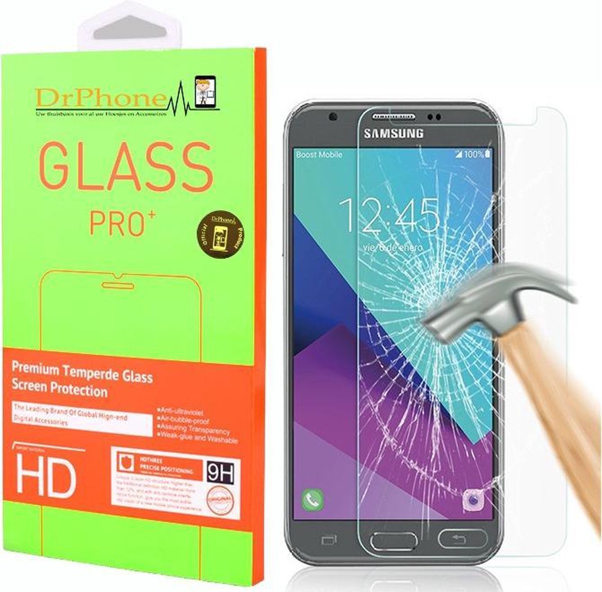 DrPhone J7 2017 Glas - Glazen Screen protector - Tempered Glass 2.5D 9H (0.26mm)