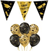 Paperdreams Geslaagd thema party versiering set You did it - Vlaggenlijn en 12x ballonnen