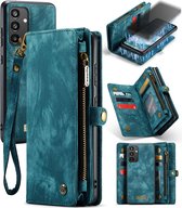 CaseMe - Telefoonhoesje geschikt voor Samsung Galaxy A34 5G - 2 in 1 Book Case en Back Cover - Blauw