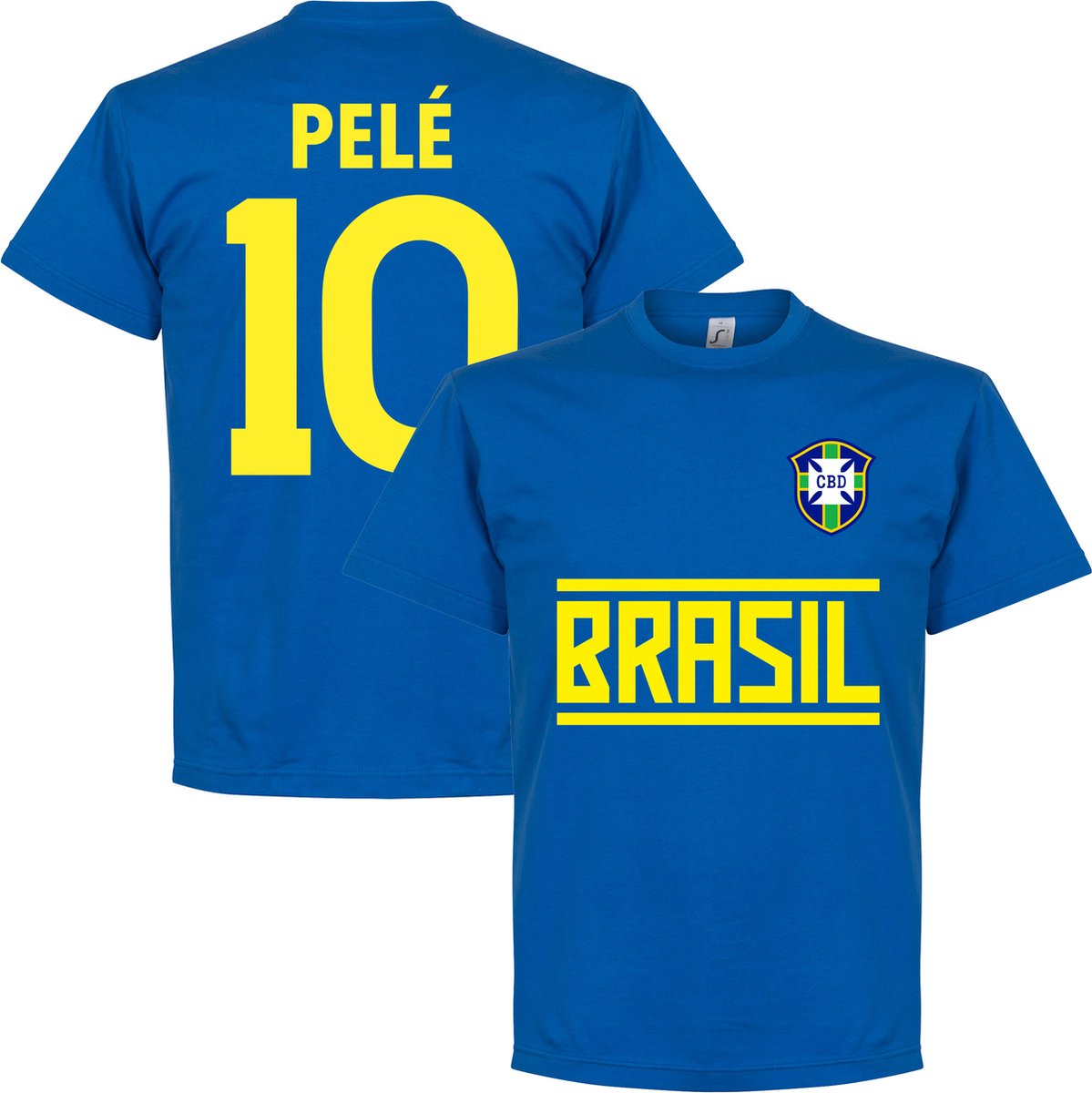 Brazilië Pelé 10 Team T-shirt - Blauw - S