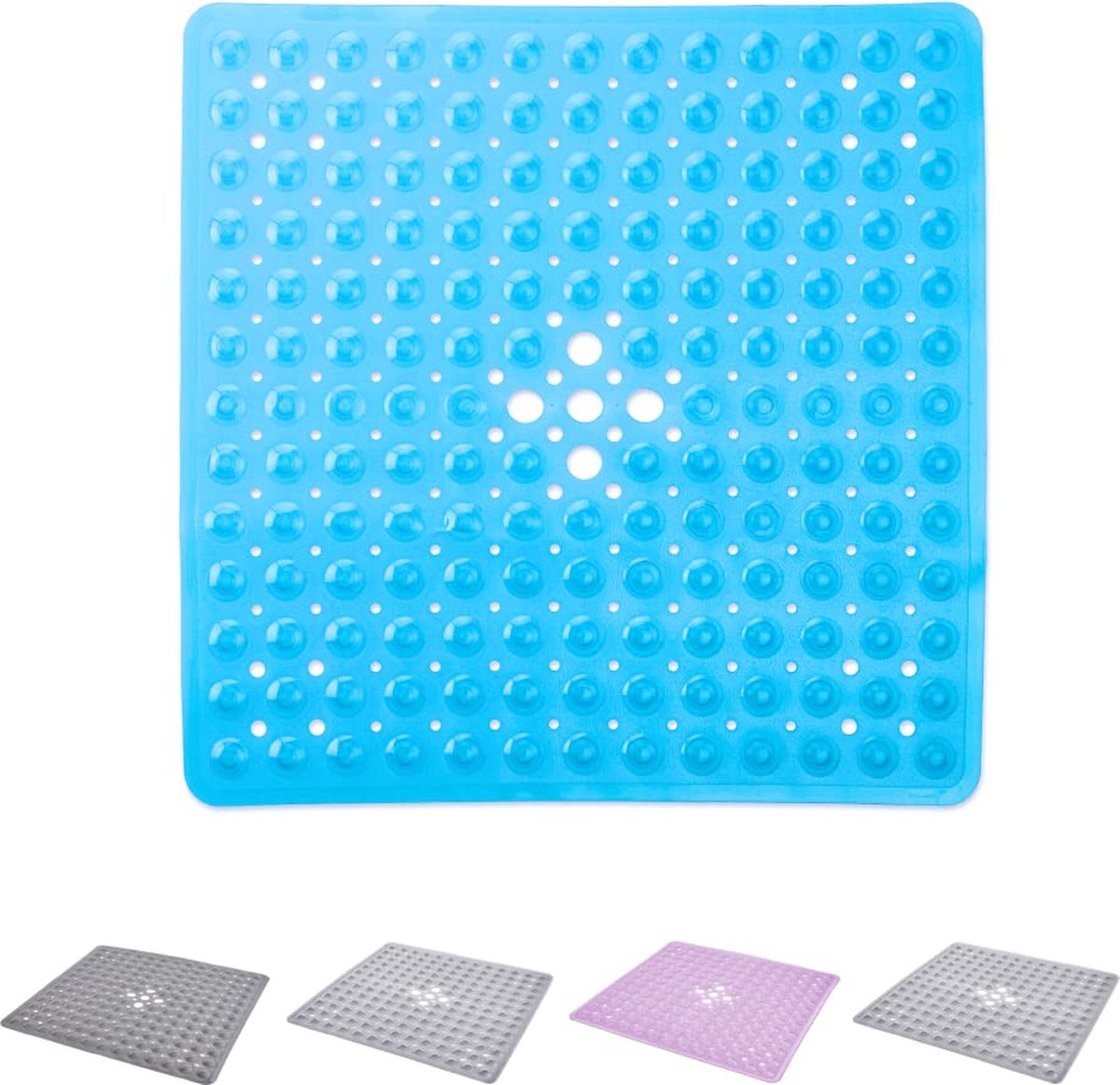 Douchemat, antislip, 53 x 53 cm, vierkant, BPA-vrij, antislipmat voor de douche, met