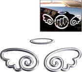 3D Vleugels Patroon Auto Embleem Logo Decoratie Auto Sticker, Afmetingen: 15.7cm x 5.5cm (approx.) (Zilver)