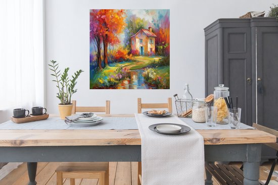 Affiche Paysage - Coloré - Peinture à l'huile - Art - 100x100 cm XXL
