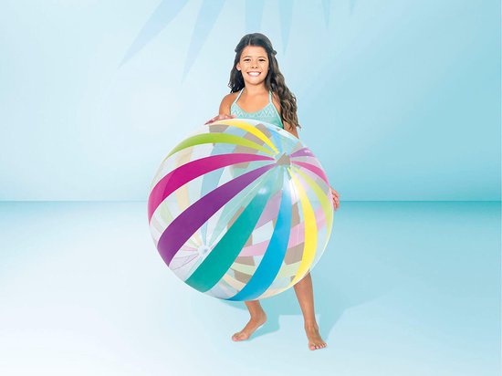 Ballon de plage gonflable Intex, 61 cm, Blauw, jaune, rose et Wit, Été, Piscine