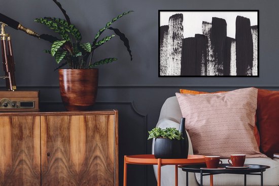 Cadre photo avec affiche - Peinture - Abstrait - Zwart - Wit - 60x40 cm - Cadre pour affiche