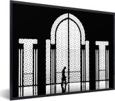 Cadre photo avec poster - Zwart - Wit - Fenêtre - Homme - 80x60 cm - Cadre poster