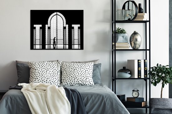 Cadre photo avec poster - Zwart - Wit - Fenêtre - Homme - 80x60 cm - Cadre poster